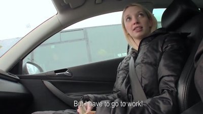Stud with camera notices attractive blonde and invites to warm up inside his car. This babe gives horny dude quick oral pleasure but for supplementary